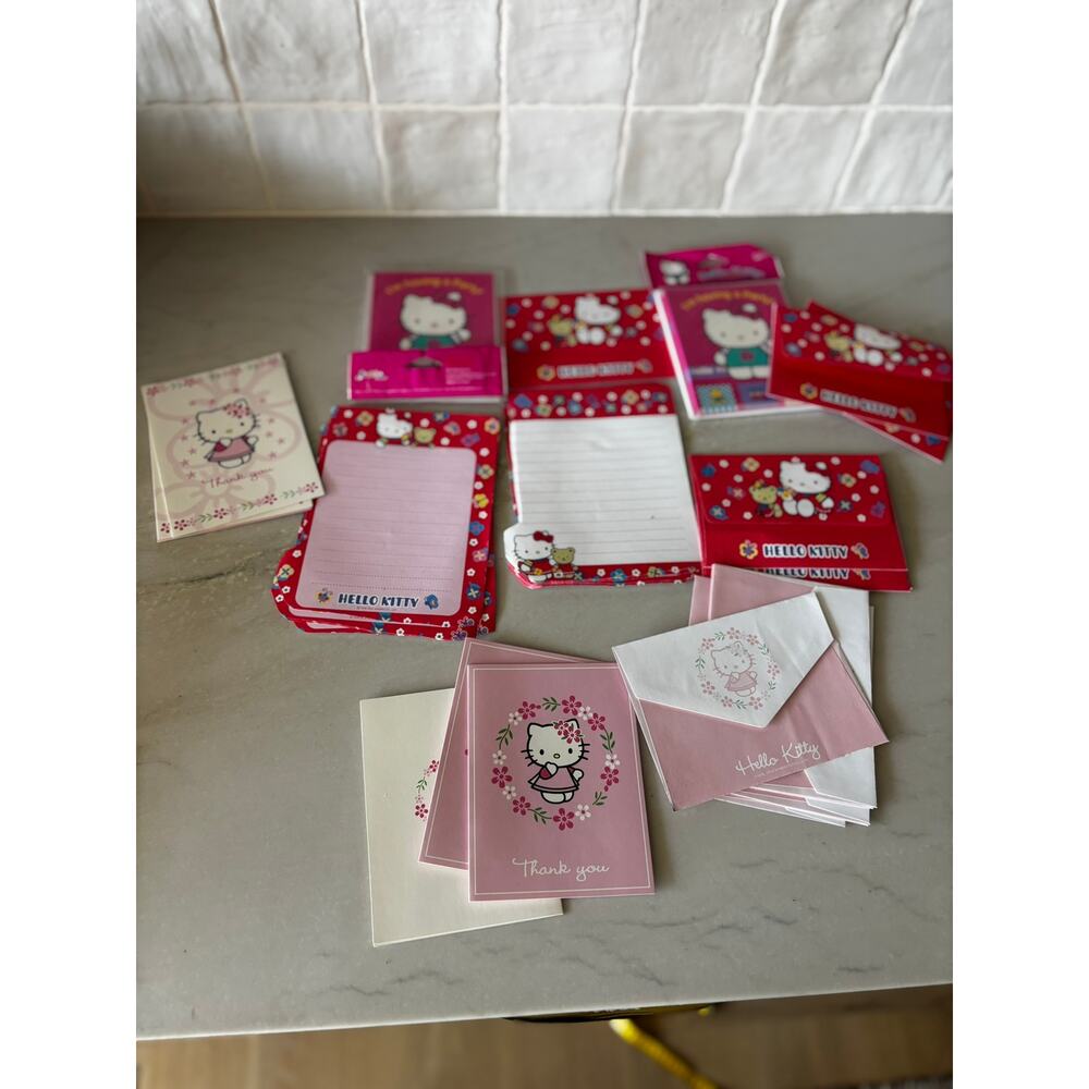 Vintage Hello Kitty Sanrio Stationery Lot Y2K Memo Pads Invitations Cards 99–04
